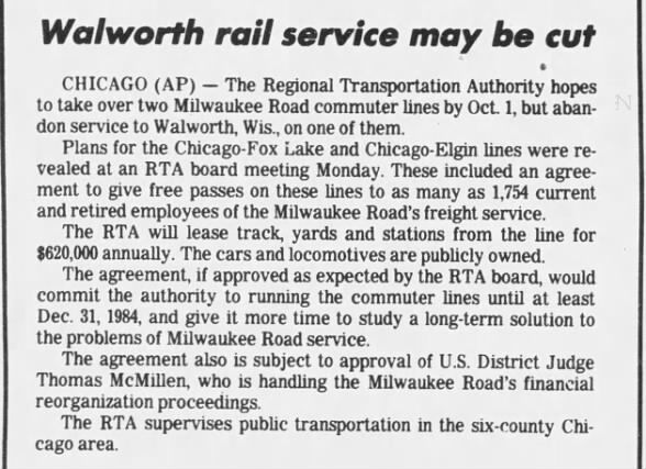 Walworth commuter rail